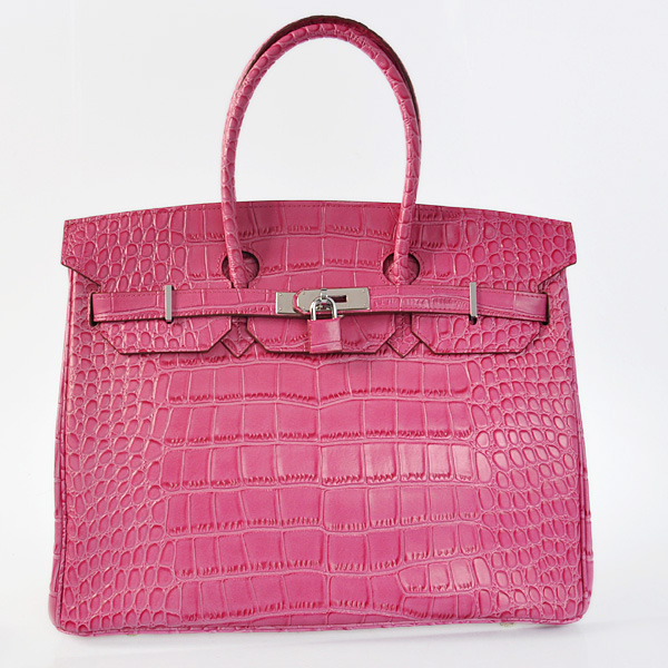 H35PCSS Hermes Birkin 35CM Peach Crocodile strisce di cuoio (Silve